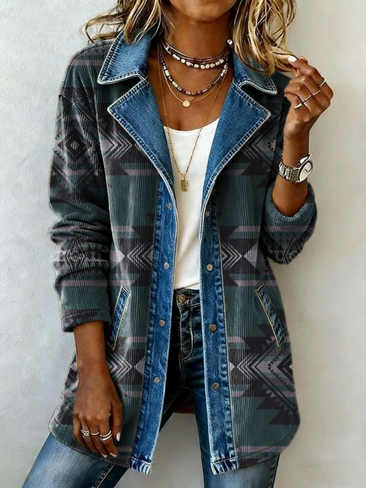 Women's Western Pattern Printed Vintage Blazer
