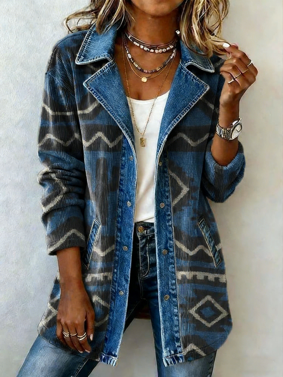 Women's Western Pattern Printed Vintage Blazer