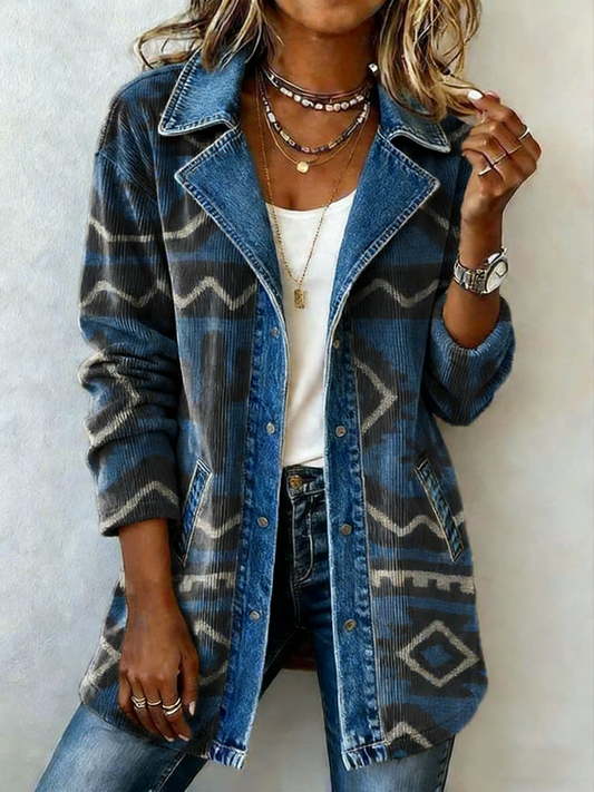 Women's Western Pattern Printed Vintage Blazer
