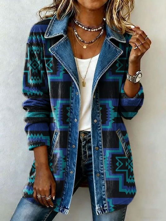 Women's Western Pattern Printed Vintage Blazer