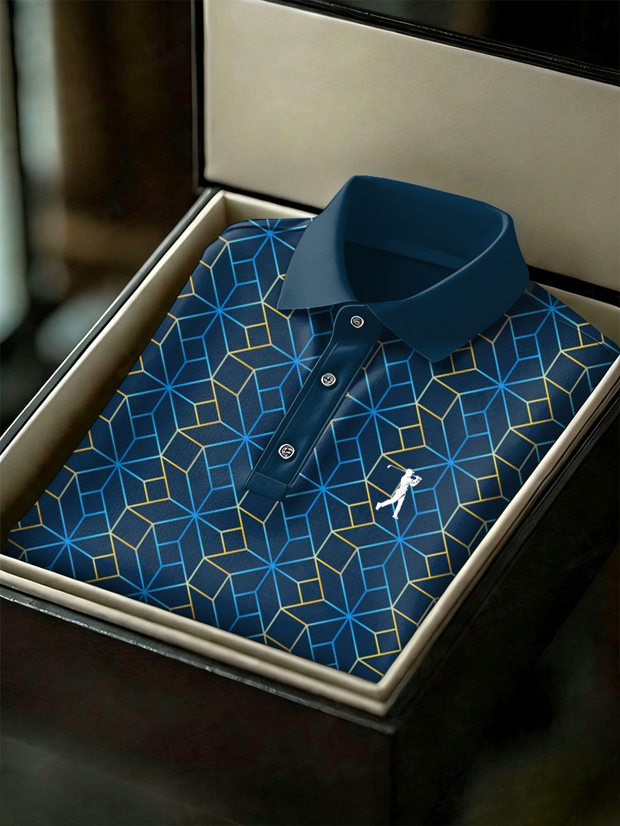 Men's Vintage Business Style Printed Casual Polo Shirt