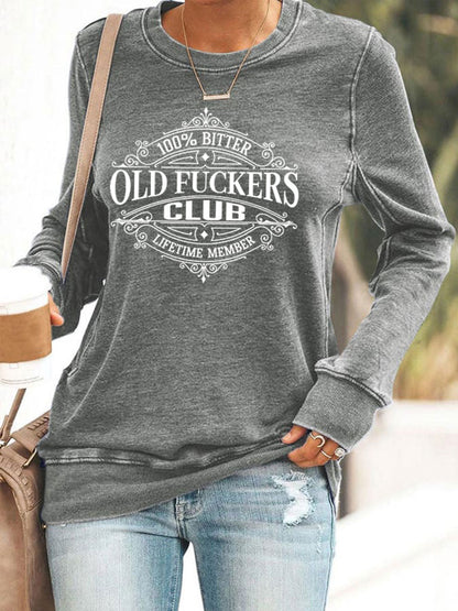 Women's Old Fuckers Club Printed Casual Sweatshirt