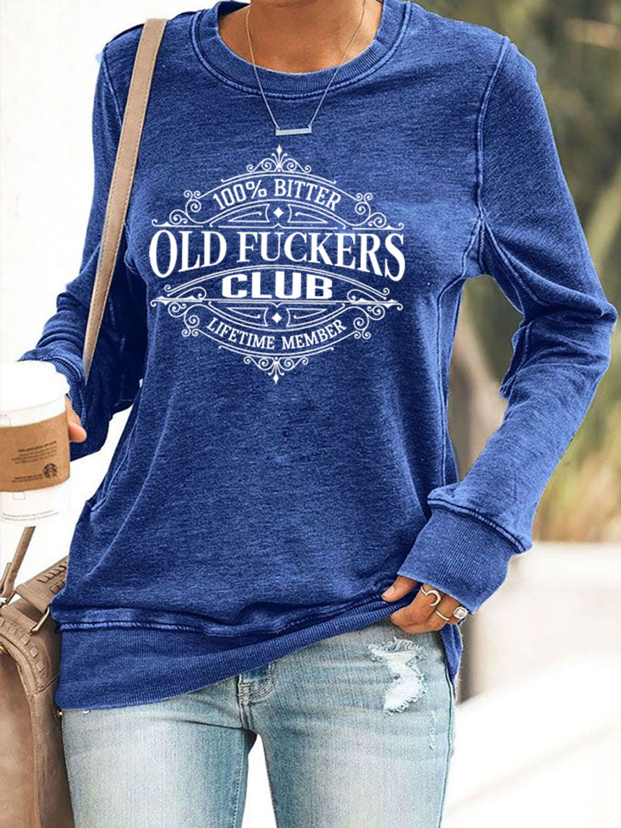 Women's Old Fuckers Club Printed Casual Sweatshirt