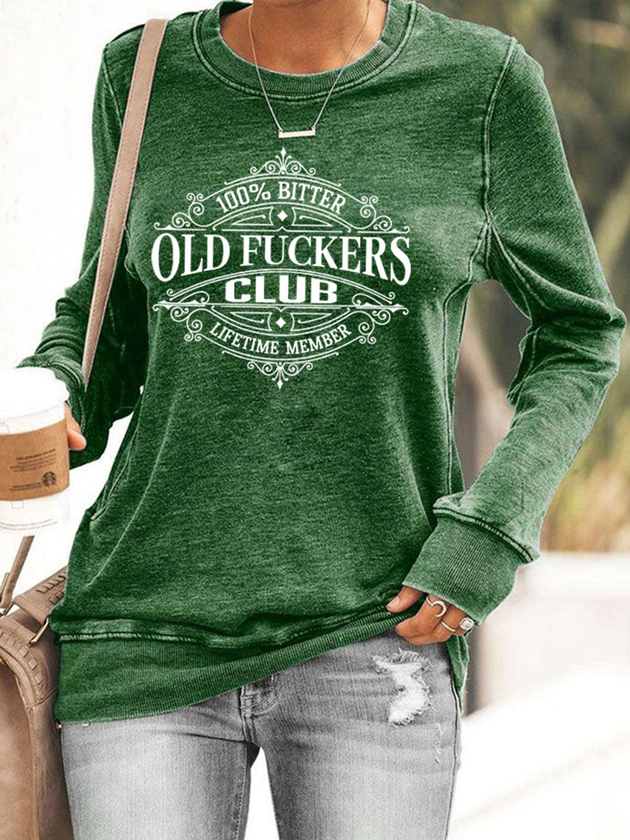 Women's Old Fuckers Club Printed Casual Sweatshirt