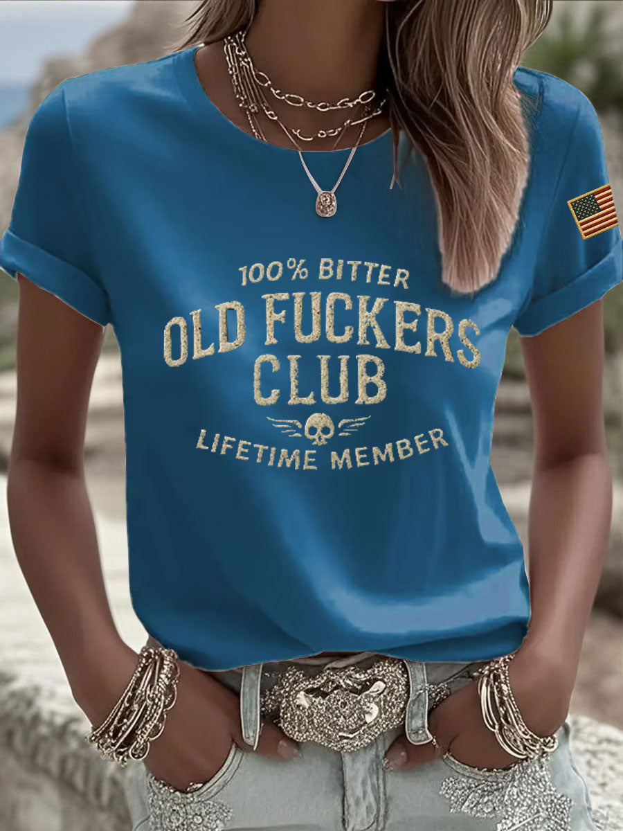 Women's Old Fuckers Club Printed Casual T-Shirt