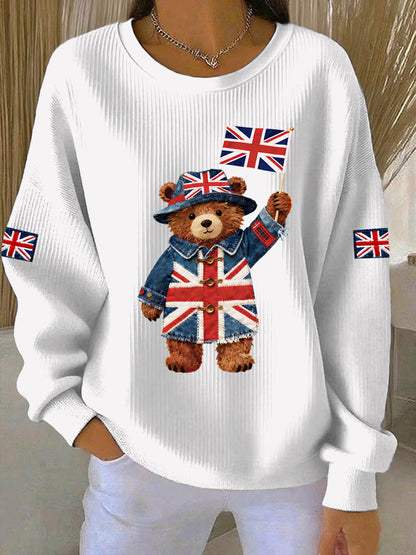 Women's British Style Print Casual Sweatshirt