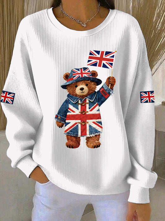 Women's British Style Print Casual Sweatshirt