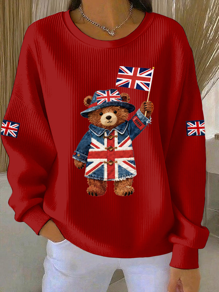Women's British Style Print Casual Sweatshirt