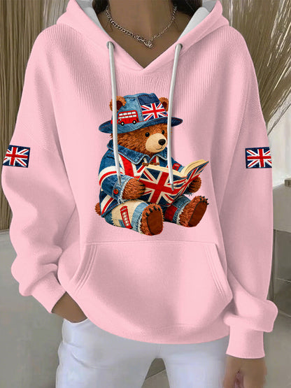 Women's British Style Print Casual Hoodie