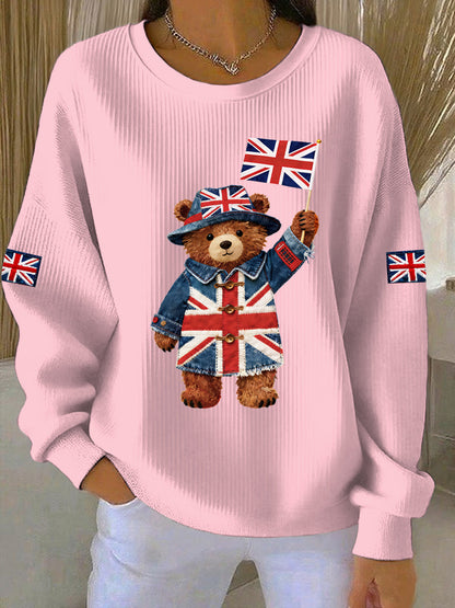 Women's British Style Print Casual Sweatshirt