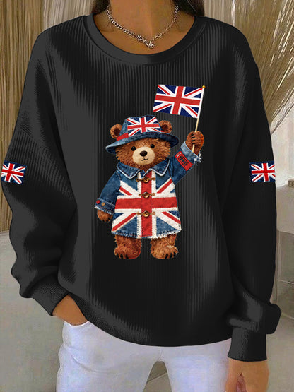Women's British Style Print Casual Sweatshirt