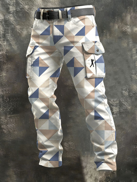 Men's Vintage Business Style Printed Casual Long Pants