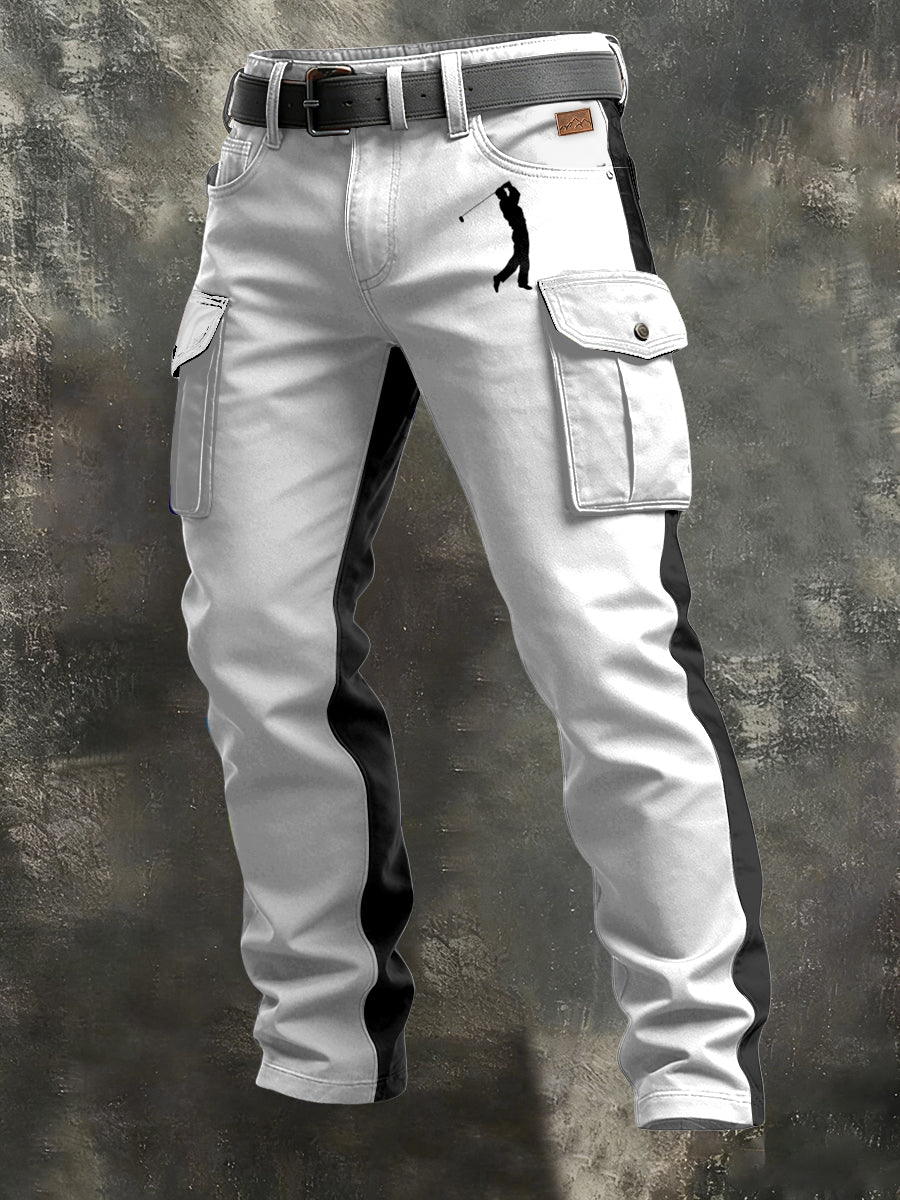 Men's Retro Vacation Business Art Print Casual Workwear Trousers