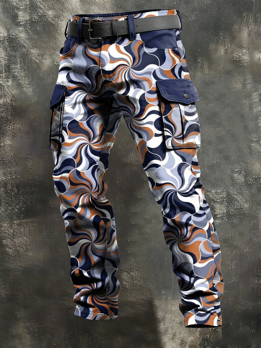 Men's Retro Vacation Business Art Print Casual Workwear Trousers