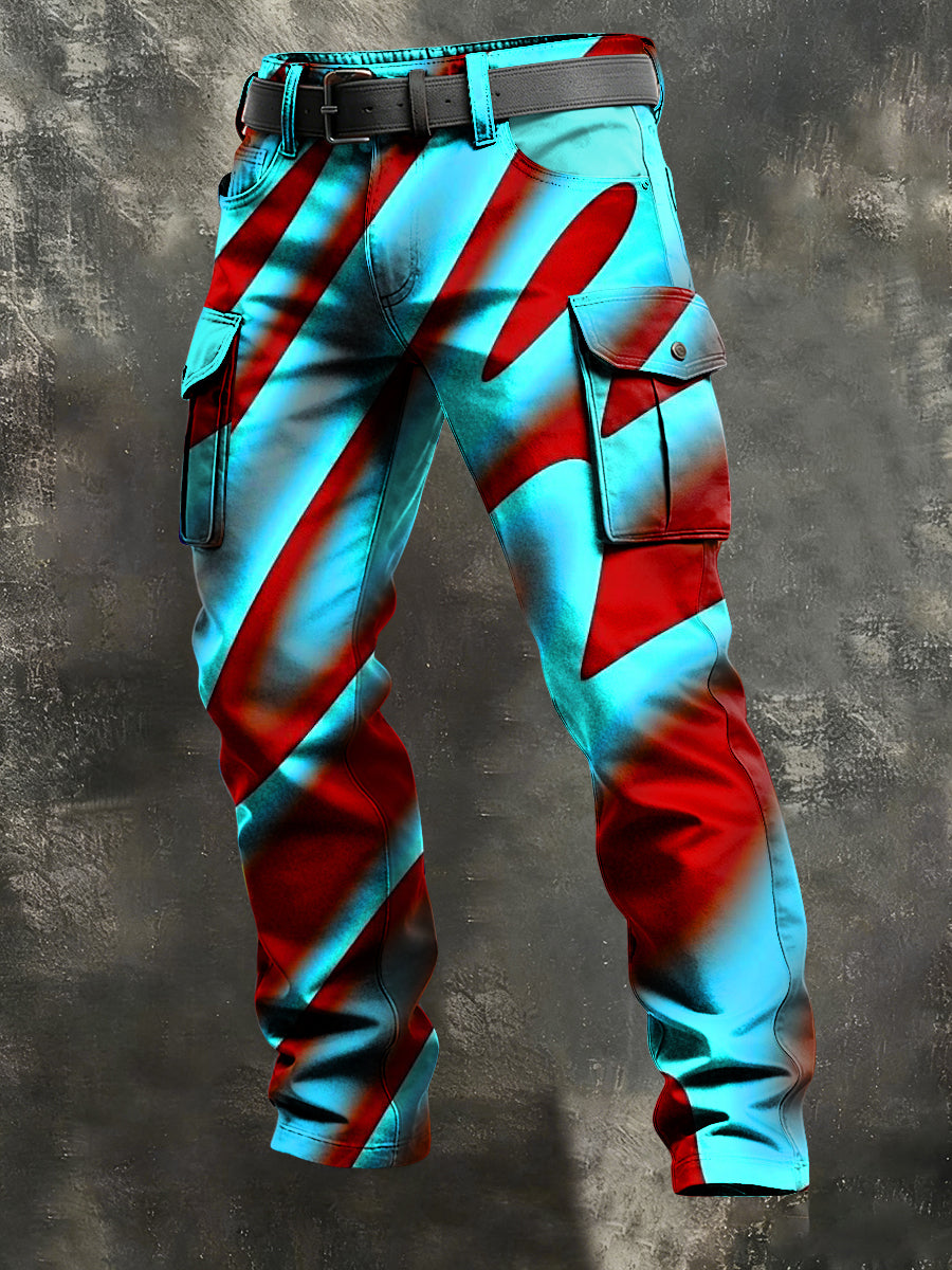 Men's Retro Vacation Business Art Print Casual Workwear Trousers