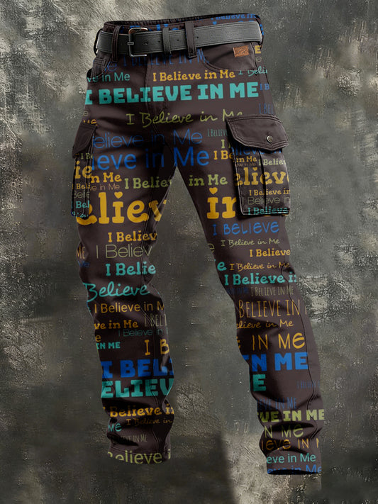 Men's Retro Vacation Business Art Print Casual Workwear Trousers