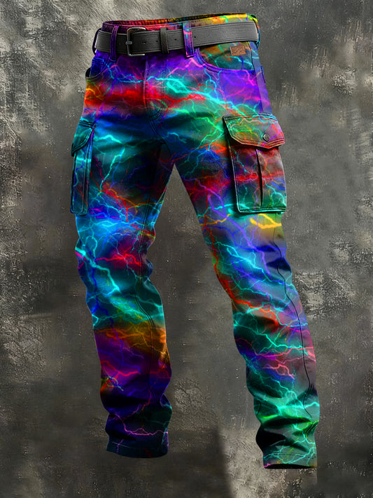 Men's Retro Vacation Business Art Print Casual Workwear Trousers