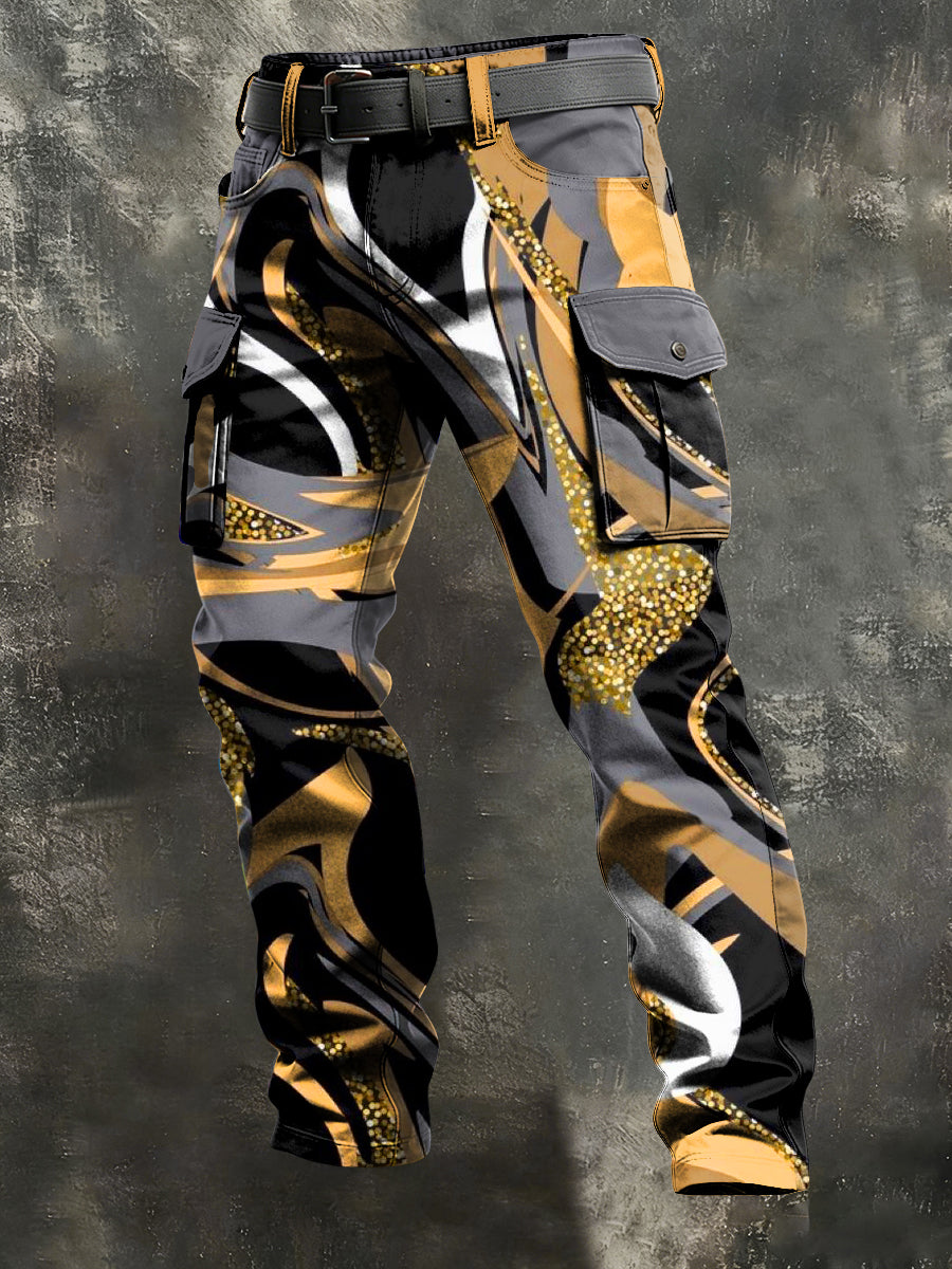 Men's Retro Vacation Business Art Print Casual Workwear Trousers