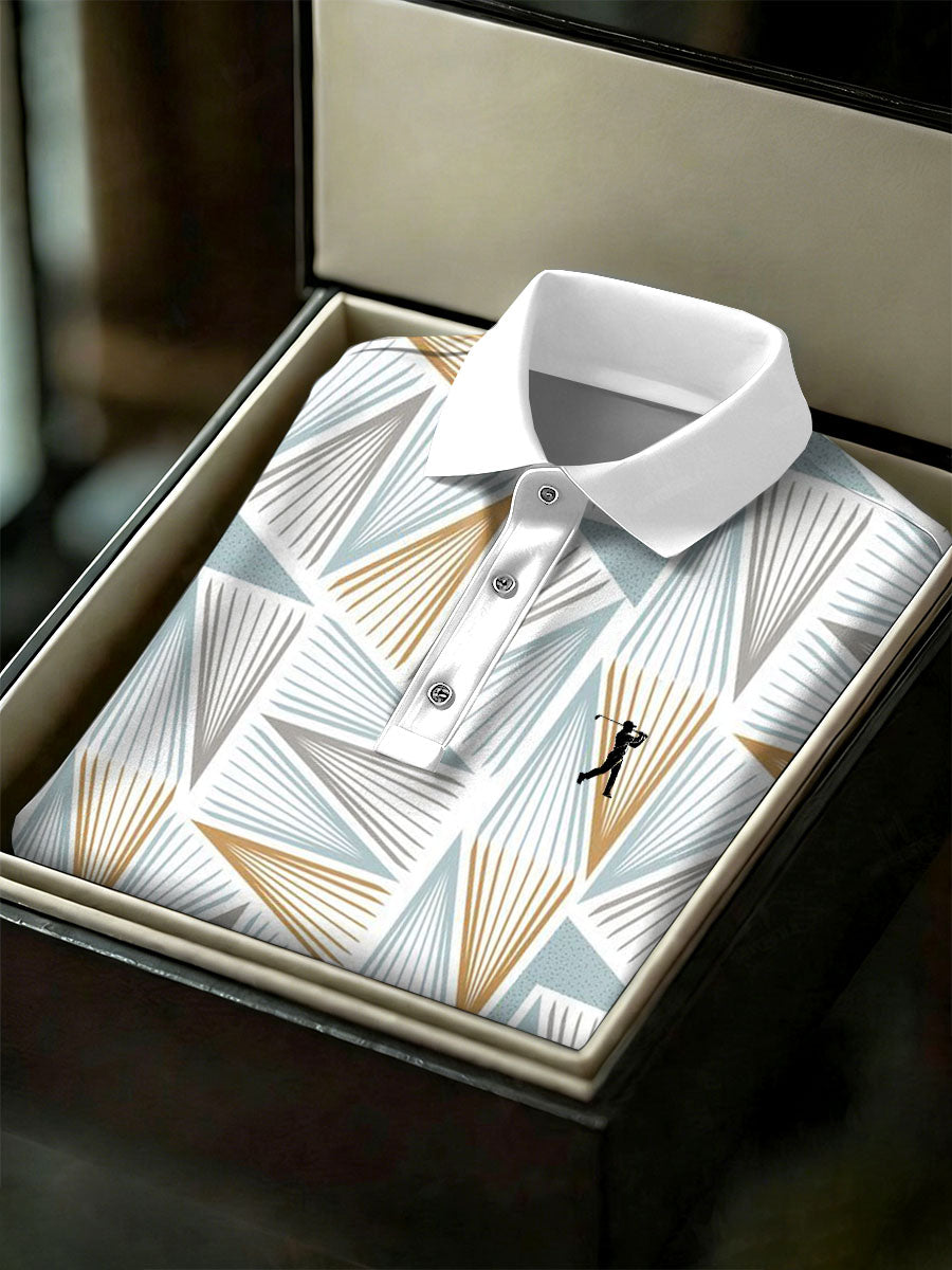 Men's Vintage Business Style Printed Casual Polo Shirt