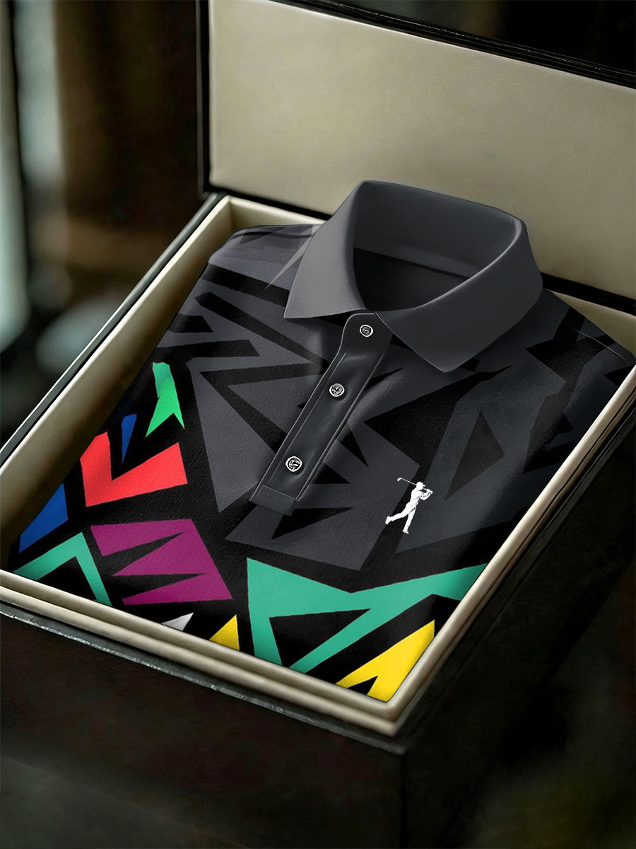 Men's Vintage Business Style Printed Casual Polo Shirt