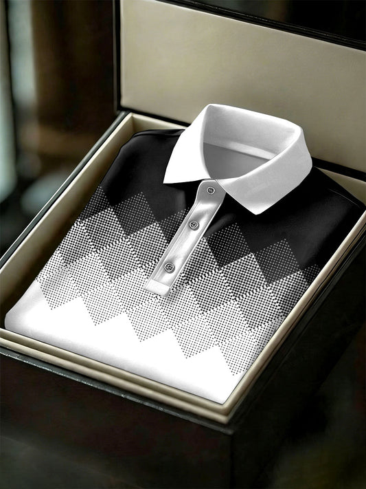 Men's Vintage Business Style Printed Casual Polo Shirt