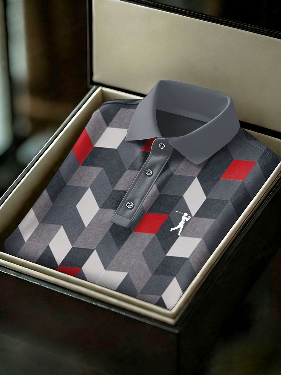 Men's Vintage Business Style Printed Casual Polo Shirt