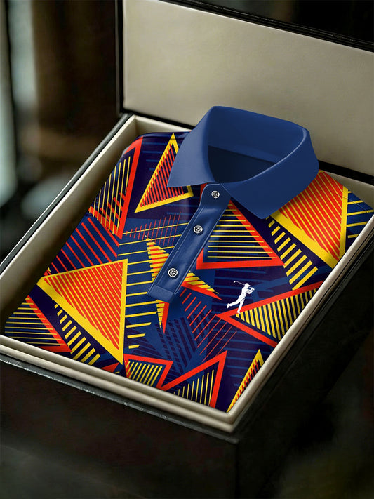 Men's Vintage Business Style Printed Casual Polo Shirt