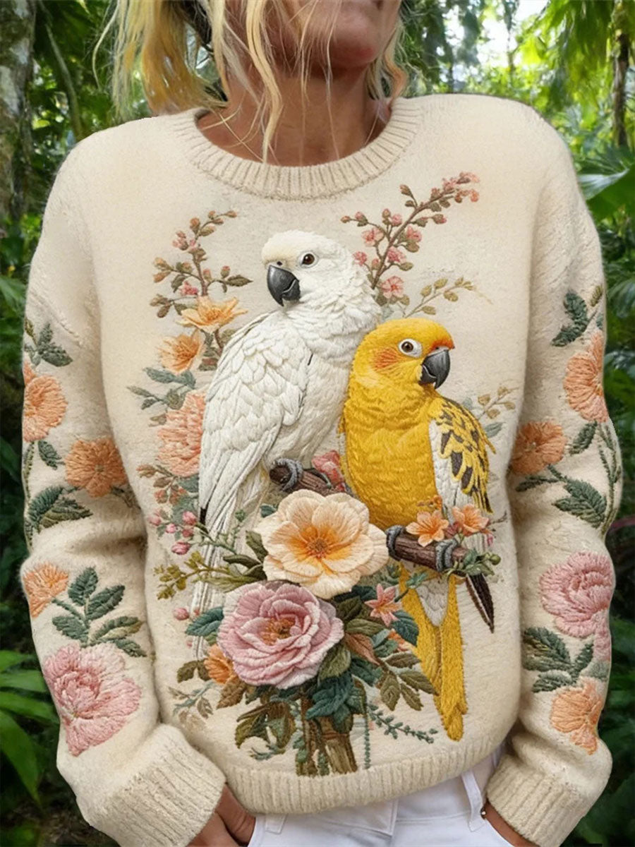 Women's Parrot Print Casual Sweatshirt