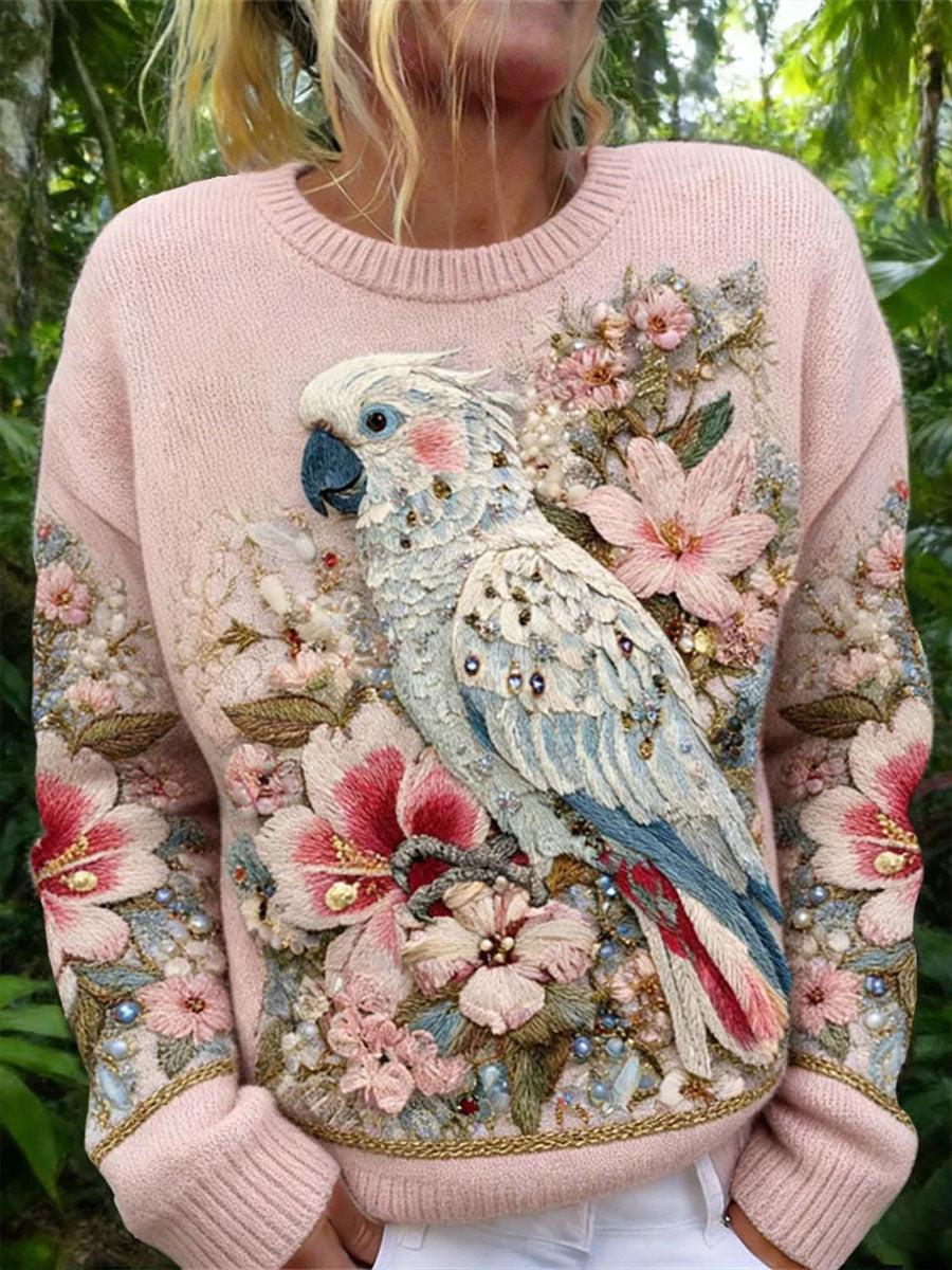 Women's Parrot Print Casual Sweatshirt