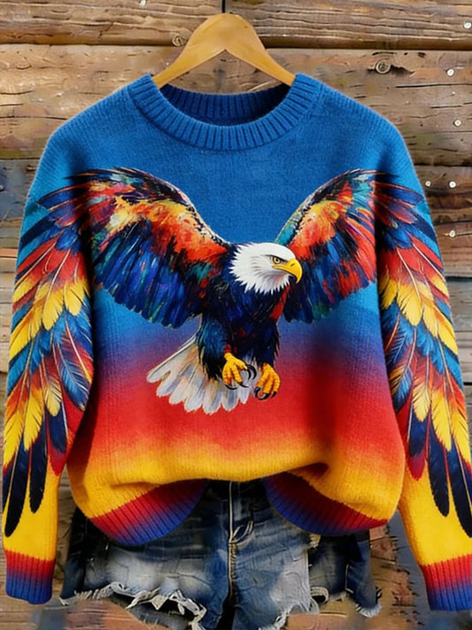 Women's Eagle Print Casual Sweatshirt