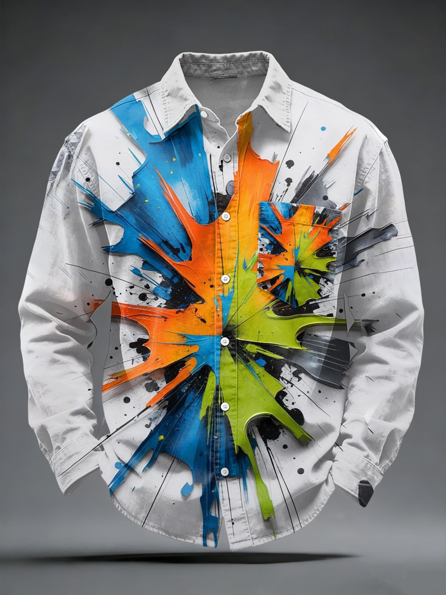 Men's Light Grey Shirt with Graffiti Print