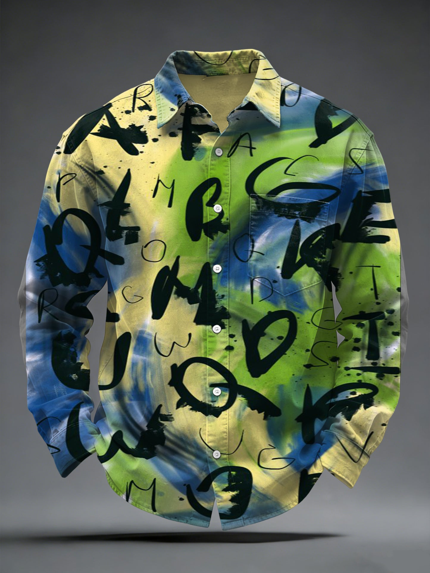 Men's Letter Graffiti Print Shirt