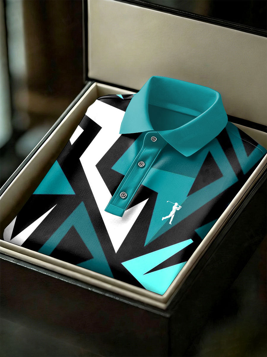 Men's Vintage Business Style Printed Casual Polo Shirt