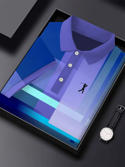 Men's Vintage Business Style Printed Casual Polo Shirt