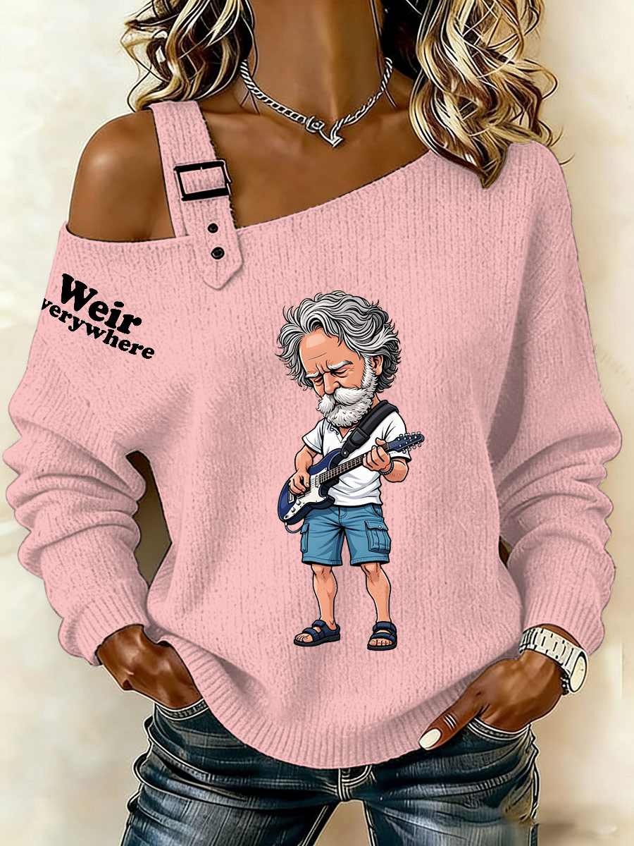 Women’s RIP Bob Weir Weir Everywhere Asymmetrical Shoulder Sweater