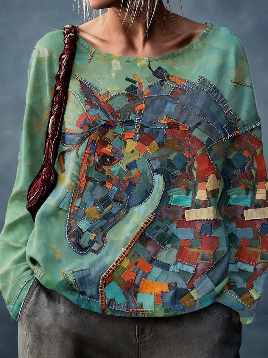 Women's Horses Art Printed Tops