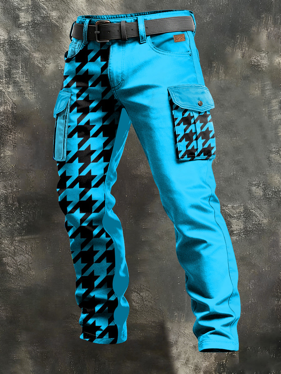 Men's Retro Vacation Business Art Print Casual Workwear Trousers