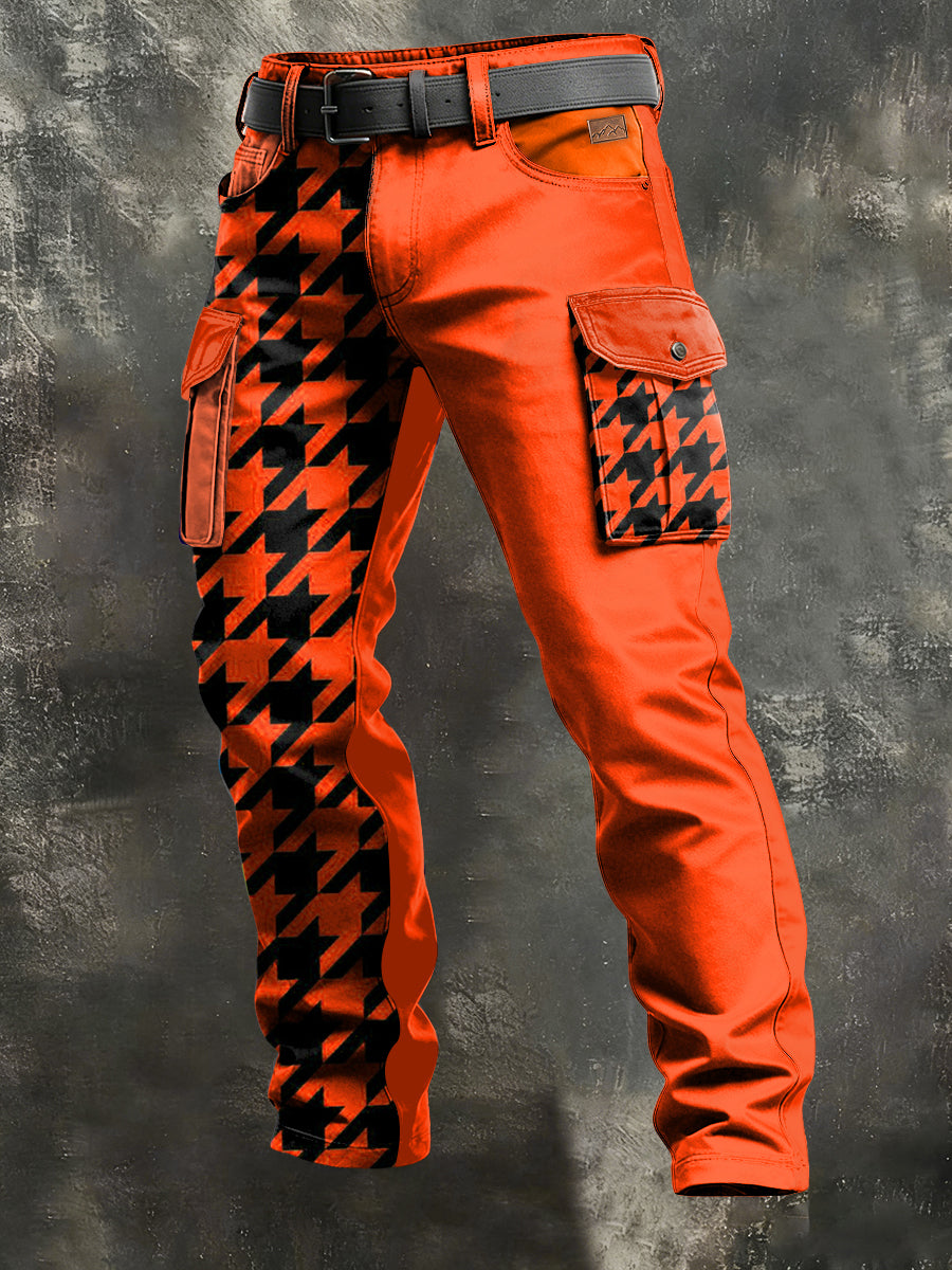 Men's Retro Vacation Business Art Print Casual Workwear Trousers