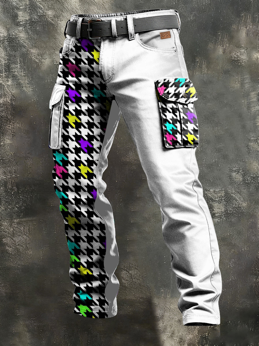 Men's Retro Vacation Business Art Print Casual Workwear Trousers