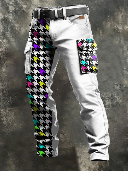 Men's Retro Vacation Business Art Print Casual Workwear Trousers