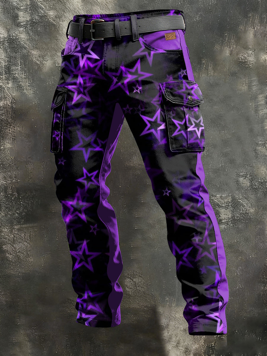 Men's Retro Vacation Business Art Print Casual Workwear Trousers