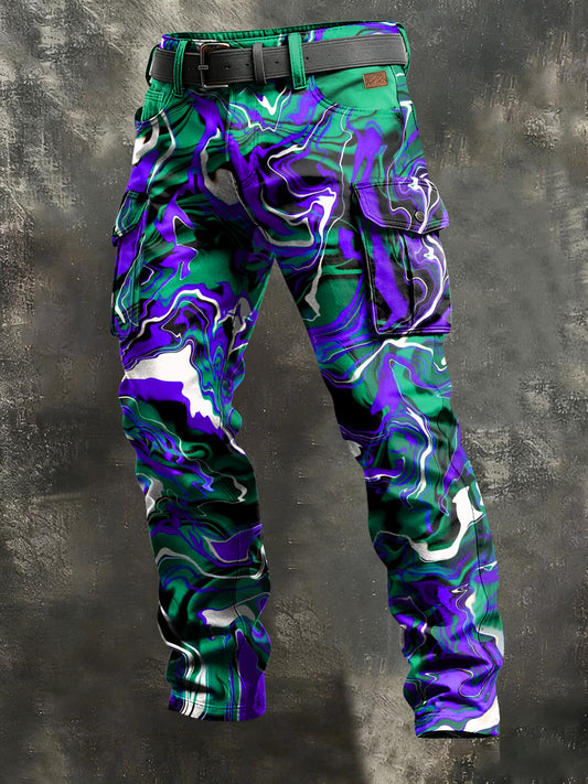 Men's Retro Vacation Business Art Print Casual Workwear Trousers