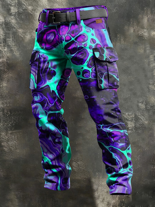 Men's Retro Vacation Business Art Print Casual Workwear Trousers