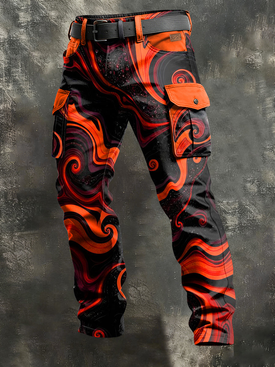 Men's Retro Vacation Business Art Print Casual Workwear Trousers