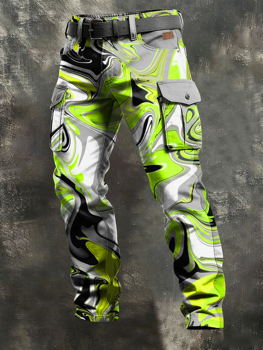 Men's Retro Vacation Business Art Print Casual Workwear Trousers