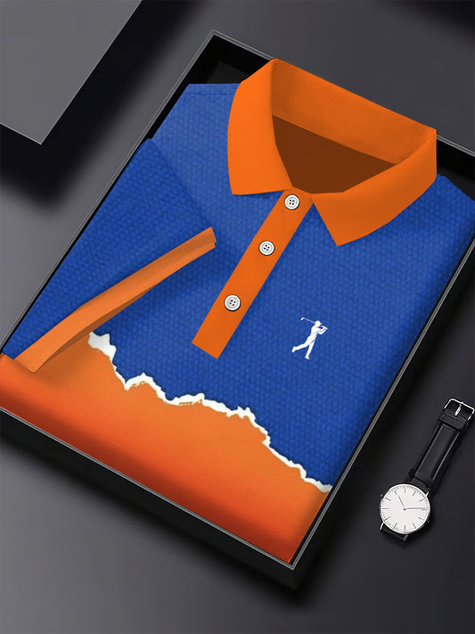 Men's Vintage Business Style Printed Casual Polo Shirt