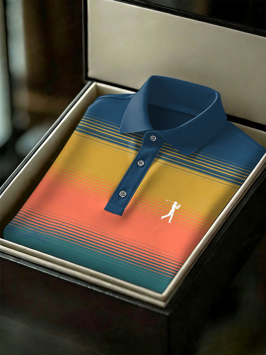 Men's Vintage Business Style Printed Casual Polo Shirt