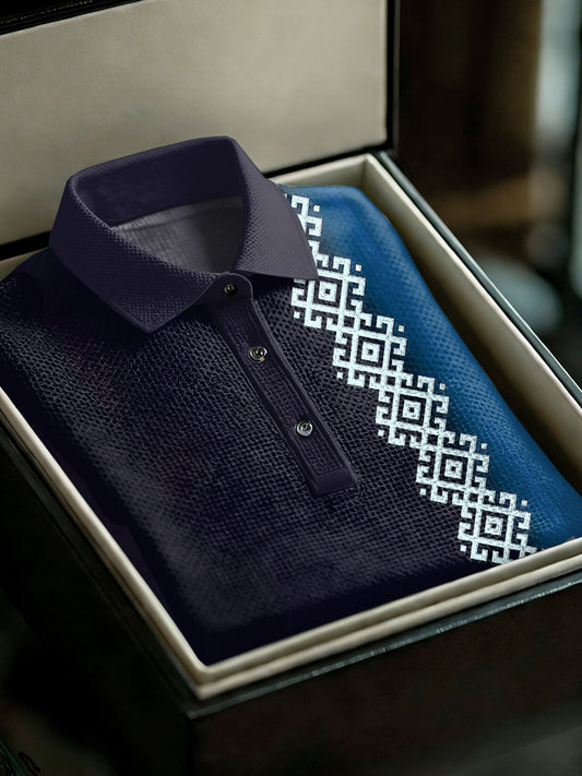 Men's Vintage Business Style Printed Casual Polo Shirt