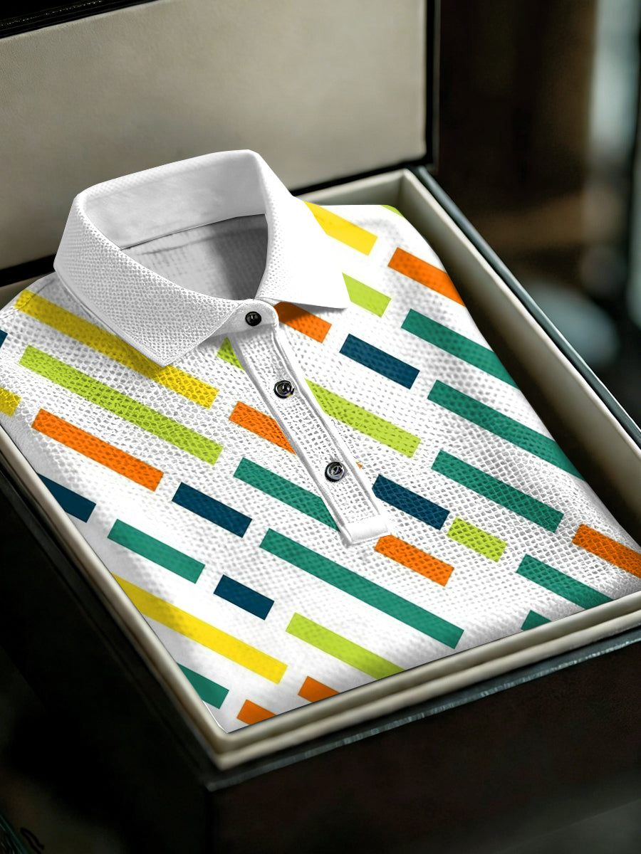 Men's Vintage Business Style Printed Casual Polo Shirt