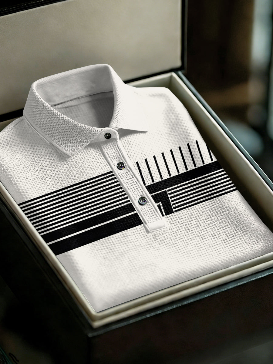 Men's Vintage Business Style Printed Casual Polo Shirt